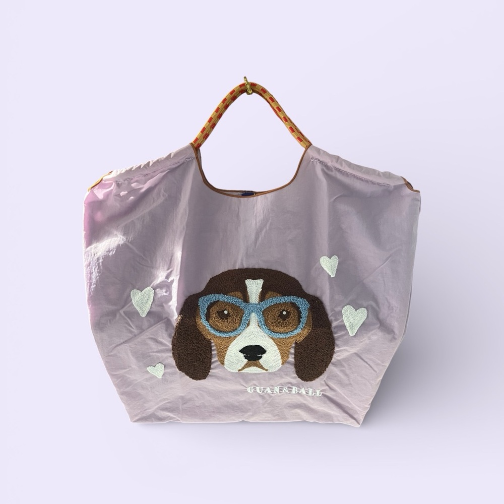 Lavender tote GUAN & BALL , nylon hound with sunglasses ladies girls bag